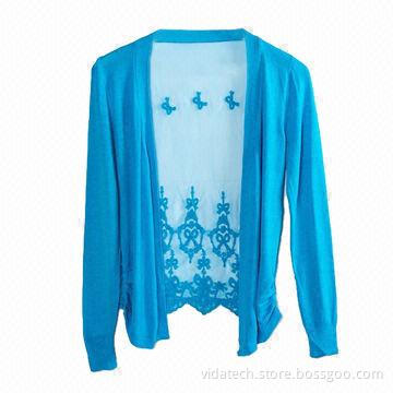 Women's cotton sweater with lace, available in various sizes, styles, colors and fabric